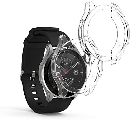 kwmobile Set 2x Custodia Smartwatch Compatibile con Huami Amazfit GTR 4 Cover Case Silicone Protezione Orologio Fitness trasparente