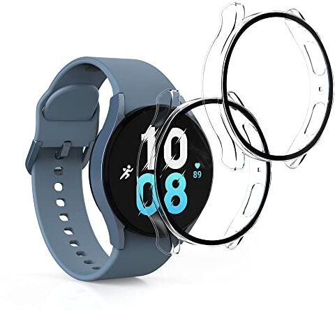 kwmobile 2x Custodia Rigida Smartwatch Compatibile con Samsung Galaxy Watch 5 44mm / Watch 4 44mm Cover Case Vetro Temperato Orologio Fitness trasparente