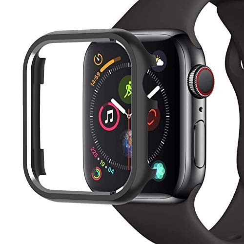 Miimall Custodia Protettiva Compatibile con Apple Watch Series 6/Serie 5/Serie 4/Se 44mm, [Metallic Lustre] Custodia protettiva per paraurti in metallo antigraffio per serie iWatch 4/5/6 44mm Nero