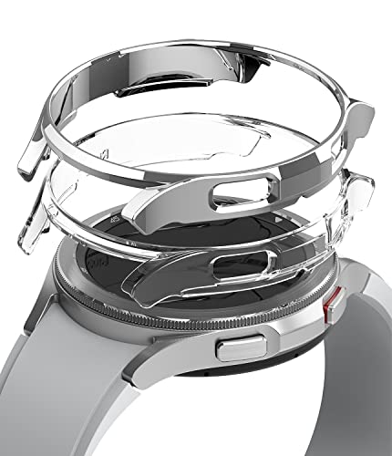 Ringke Slim Compatibile con Cover Galaxy Watch 4 Classic 46mm (2 Pezzi) Custodia Sottile Rigida PC Antigraffio Clear & Chrome