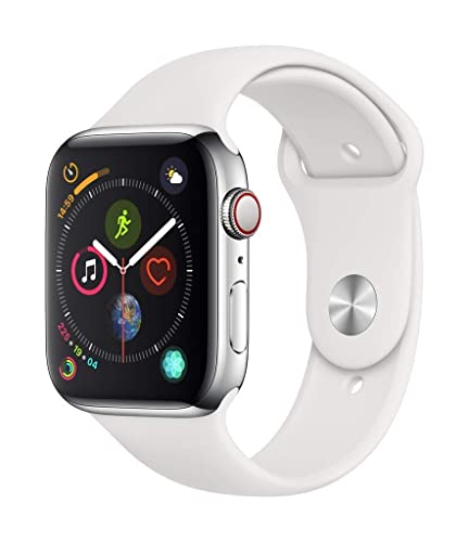 Apple Watch Series 4 44mm (GPS + Cellular) Cassa In Acciaio Inossidabile Color Argento Con Bianco Cinturino Sport (Ricondizionato)