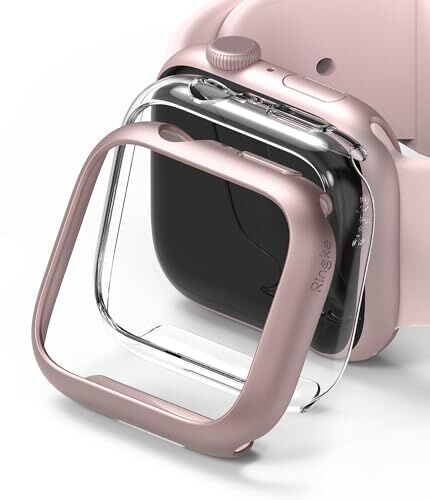 Ringke Slim (2 Pezzi) Compatibile con Cover Apple Watch 9/8 / 7 41mm, Custodia Sottile Rigida PC Antigraffio Clear & Pink