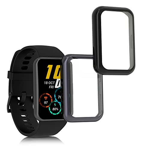 kwmobile Set 2x Custodia Smartwatch Compatibile con Huawei Watch Fit 2 Cover Case Silicone Protezione Orologio Fitness nero/antracite
