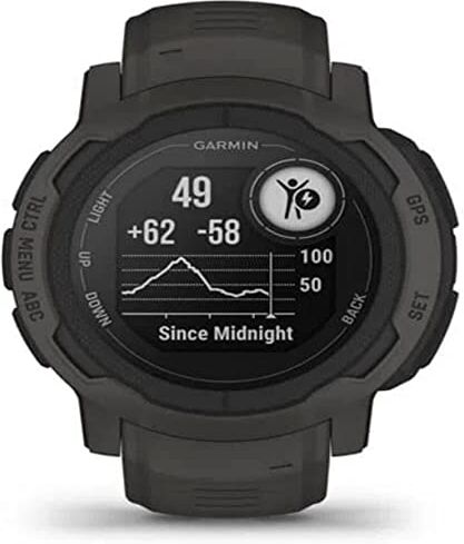 Garmin Instinct 2, Smartwatch, 45mm, Rugged design, Autonomia 28 giorni, +30 app multisport, GPS, Cardio, SpO2, Activity Tracker 24/7, Connect IQ (Graphite)