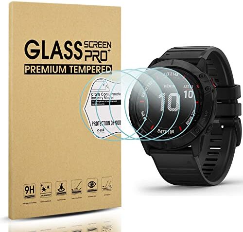 Diruite 4 Pezzi per Garmin Fenix 6X Pro/6X Pro Solar/6X Vetro Temperato Pellicola Protettiva, HD Protettiva Schermo per Garmin Fenix 6X Pro/6X Pro Solar/6X [Antigraffio][Senza Bolle]