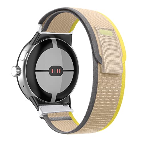 ZoRoll Cinturino Compatibile con Google Pixel Watch 2 / Google Pixel Watch, Elastico Nylon Cinghie di Ricambio Compatibile con Google Pixel Watch 2 / Google Pixel Watch Giallo&Beige