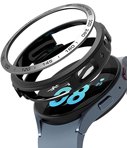 Ringke Air Sports + Bezel Styling Combo Compatibile con Cover Samsung Galaxy Watch 5 44mm, Custodia Antiurto TPU e Ghiera Anti Graffio Alluminio Black / 10 (al) Silver