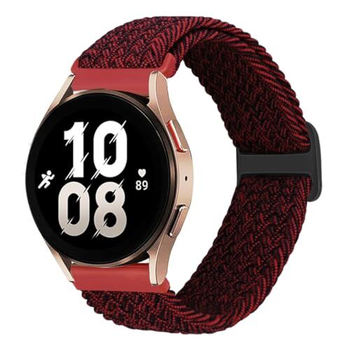 MroTech Cinturino Compatibile con Samsung Galaxy Watch 3 41mm/Active/Active2/Galaxy Watch 4/4 Classic/5/5 PRO Braccialetto 20 mm per GT2 42 mm Braided Nylon Loop Elastico Intrecciato-Mix Rosso