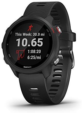 Garmin Forerunner 245 Music, GPS per la corsa, Memoria per musica, Distanza, Passo, Cardio, VO2max, Piani gratuiti per 5K, 10K e mezza, Tempi di recupero, Smartwatch (Black) (Ricondizionato)