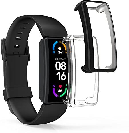 kwmobile Set 2x Custodia Smartwatch Compatibile con Fitbit Inspire 3 / Inspire 2 / Ace 3 Cover Case Silicone Protezione Orologio Fitness trasparente/nero