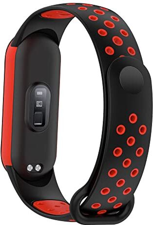 yanghongyua cinturino in silicone per Xiaomi Mi Band 7, fibbia per unghie in metallo, cinturino in silicone sostituibile per Xiaomi Mi Band 7. (Nero/rosso)