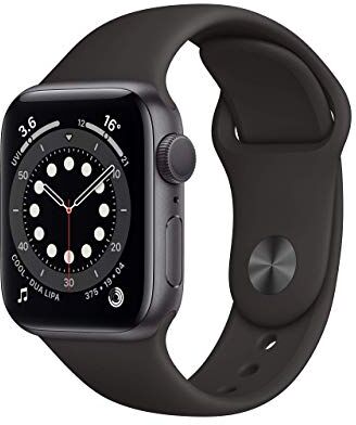 Apple Watch Series 6 GPS, cassa in alluminio grigio siderale da 40 mm con cinturino sportivo nero Regular (Ricondizionato)