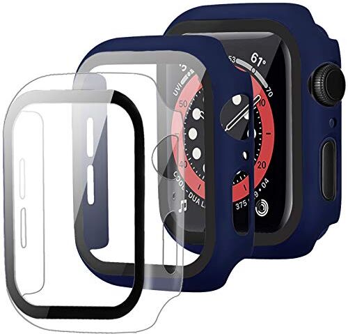 Miimall [2Pezzi]Custodia Compatibile Con Apple Watch Series 6/SE/Serie 5/Serie 4 40mm [Completa Copertura] Protezione Schermo In Vetro Temperato+PC Paraurti Per iWatch Series 6/5/4/SE 40mm Nero+Bianco