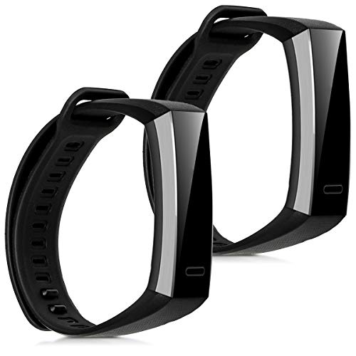 kwmobile 2x Cinturino TPU Silicone Fibbia Compatibile con Huawei Band 2 / Band 2 Pro Cinturino Cinturini 16-22 cm nero