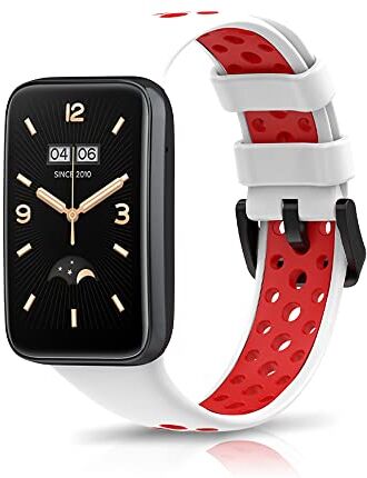 KONEE Cinturino Compatibile con Xiaomi Mi Band 7 Pro/Xiaomi Smart Band 7 Pro, Bracciale Cinturini di Ricambio in Silicone Morbido Compatibile con Xiaomi Mi Band 7 Pro/Smart Band 7 Pro Bianco&Rosso