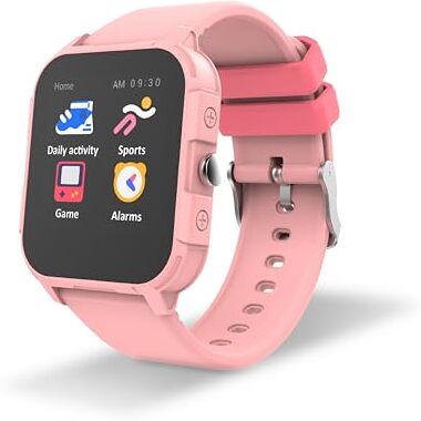 DCU TECNOLOGIC Smartwatch junior smart watch per bambini adatto a 7-14 anni touch screen da 1,44" 100 schermi disponibili rosa