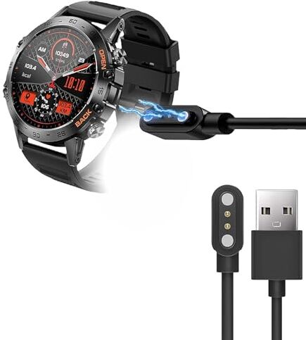 Blueshaweu Cavo di ricarica compatibile con smartwatch K52 da 1,39 pollici, cavo caricatore per smartwatch LEMFO K52/LIGE K52/SUNKTA K52 da 1,39" (nero)