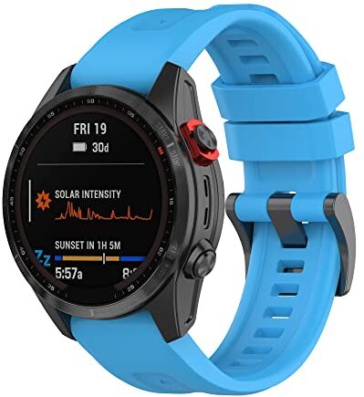 Yikamosi Compatibile con Garmin Fenix 7 Cinturino,22MM Sgancio Rapido Silicone Chiusura in Acciaio Inossidabile Cinturino di Ricambio per Garmin Fenix 7/EPIX Gen 2,Blu