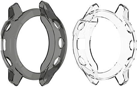 Ruentech Custodia compatibile con Garmin Fenix 6 Pro, zaffiro Sapphire in TPU pellicola protettiva per lo schermo (nero + trasparente)