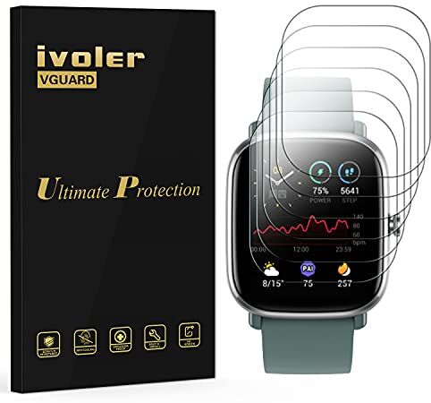 iVoler 6 Pezzi Pellicola Protettiva per Huami Amazfit GTS 2 Mini/Amazfit Bip U/Amazfit Bip U PRO, Wet Applied Protezione Schermo [Bubble-Free-Riutilizzabile] HD Clear Film in TPU