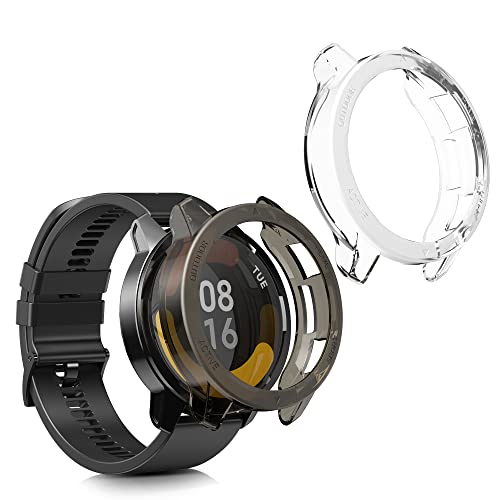kwmobile Set 2X Custodia Smartwatch Compatibile con Xiaomi Watch S1 Active Cover Case Trasparente Protezione Orologio Fitness Nero/Trasparente