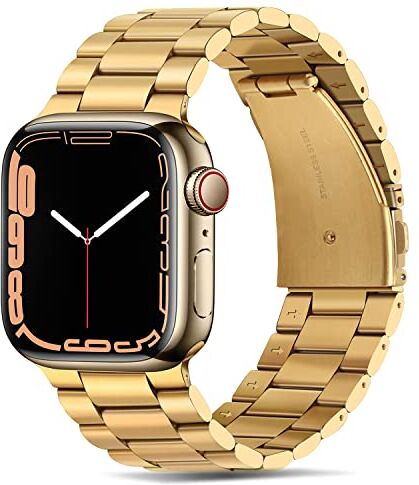 Tasikar Compatibile con Cinturino Apple Watch 45mm 44mm 42mm Alta Qualità Acciaio Inossidabile Cinturino di Ricambio Compatibile con Apple Watch Serie 9 8 7 6 5 4 3 2 1 SE Oro