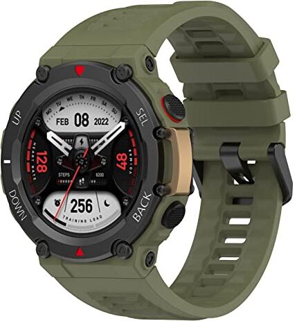 GIOPUEY Cinturini Compatibile con Amazfit T-Rex 2, Morbido silicone Cinturino [Resistente All'usura] [Traspirante] army green