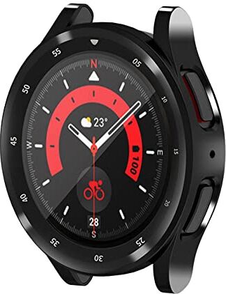 Generic Custodia compatibile con Samsung Galaxy Watch 5 Pro 45MM Smart Watch Screen Cover protettiva TPU Case Accessori di ricambio per orologio (nero)