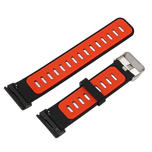 HURRISE Cinturino Smart Watch Regolabile in Silicone con Fibbia in Metallo (Nero rosso)
