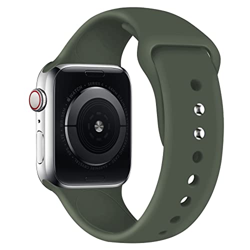 lopolike Compatibile con Apple Watch Band 38/40/41 mm per uomo e donna, in morbido silicone, cinturino di ricambio per iWatch Series 8 SE 7 6 5 4 3 2 1, (oliva, extra lungo), Oliva, 42/44/45mm