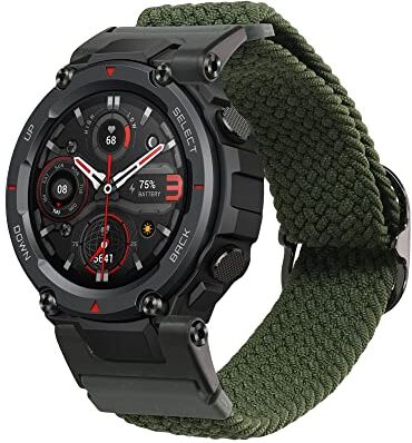 kwmobile Fascia compatibile con Huami Amazfit T-Rex/T-Rex Pro Cinturino Smart-Watch Fitness-Tracker Nylon verde scuro ca.