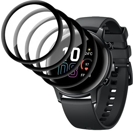 Fyqzio [4 pezzi Pellicola Protettiva Compatibile con Honor Magic Watch 2 42mm,Senza Bolle,Anti-Graffio,Copertura completa 3D,HD TPU Protezione Film