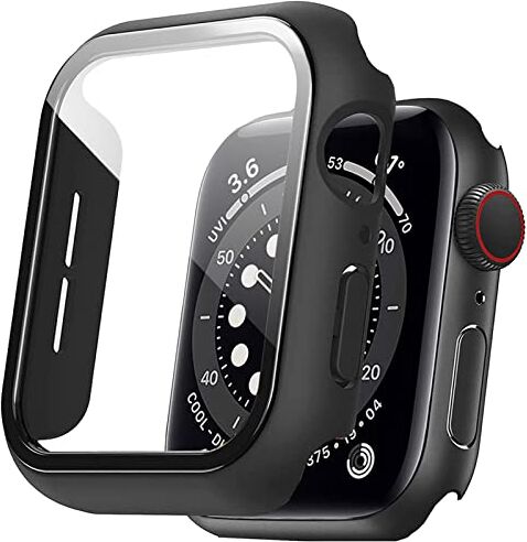 Miimall Cover per Apple Watch Series 6/SE/5/4 40mm 44mm Custodia Rigida con Vetro Temperato Protezione Totale AntiGraffio sensibile Custodia Protettiva per iWatch 44mm Nero