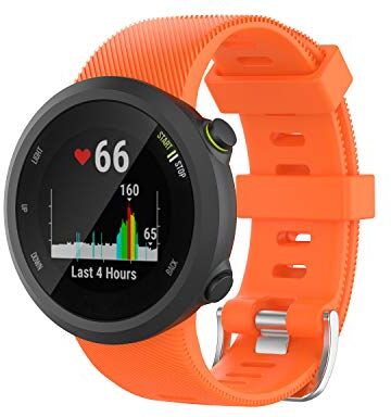 Yikamosi Compatible with Garmin Forerunner 45, Soft Silicone Stainless Steel Clasp Replacement Smart Watch Bracelet Strap Bands for Garmin Forerunner 45/Forerunner 45S Running Watch(Orange)