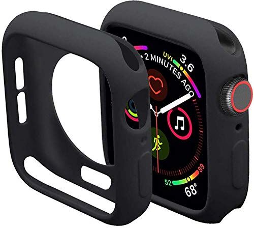 Miimall Custodia Protezione in TPU Compatibile con Apple Watch Series 3/Serie 2/Serie 1 42mm [AntiCaduta] Ultra Sottile Flessibile Gomma Paraurti Protettiva per iWatch Series 3/2/1 42mm Nero