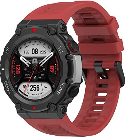 GIOPUEY Cinturini Compatibile con Amazfit T-Rex 2, Morbido silicone Cinturino [Resistente All'usura] [Traspirante] red