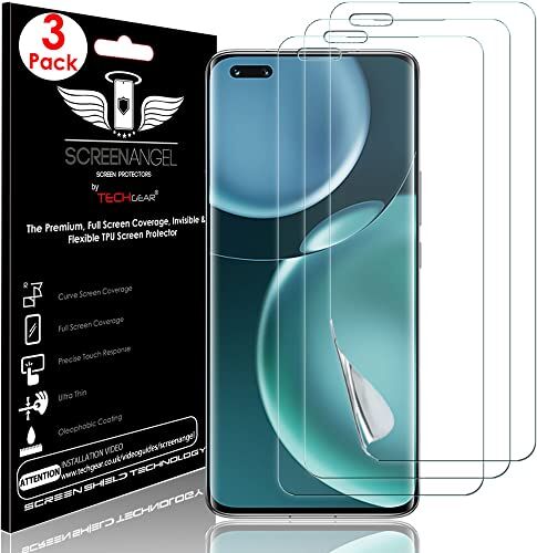 TECHGEAR [3 Pezzi] Pellicola Protettiva per Honor Magic 4 PRO [Screen Angel] Alta Definizione Pellicola [Senza Bolle] [Facile da Applicare] Trasparente TPU Silicone Pellicola Copre Schermo Intero