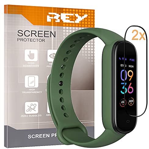 REY Pack 2X Pellicola salvaschermo 3D per AMAZFIT Band 5, Nero, Copertura Completa, Pellicola Protettiva Protezione Schermo, 3D / 4D / 5D