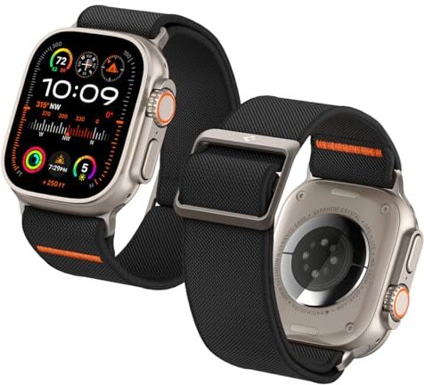 Spigen Lite Fit Ultra Cinturino Compatibile con Apple Watch Ultra 2/Ultra 49mm, Series 9/8/7 45mm, Series SE2/6/SE/5/4 44mm e Series 3/2/1 42mm Nero