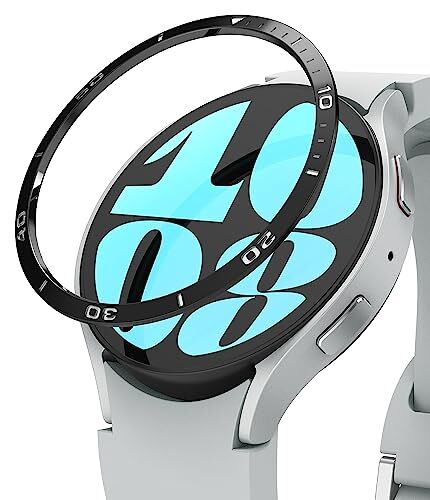 Ringke Bezel Styling Compatibile con Cover Samsung Galaxy Watch 6 44mm, Ghiera Anti Graffio Stainless Steel Adesivo Accessorio 44-02 (ST) Black
