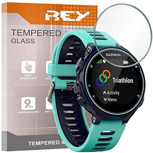 REY Pack 3X Pellicola salvaschermo per Garmin Forerunner 735XT Forerunner 265 46mm Fenix 7 47mm Fenix 7 PRO 47mm, Vetro temperato, di qualità Premium