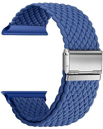 Nepfaivy Cinturino Compatibile con Apple Watch Cinturino 41mm 38mm 40mm per Donna Uomo, Cinturini di Nylon Ricambio Intrecciato Regolabile per iWatch Series SE/8/7/6/5/4/3/2/1(S, Blu)