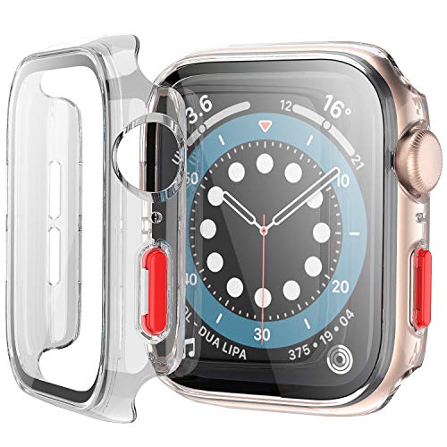 Bescove Cover Trasparente con Pellicola Protezione Schermo Vetro Temperato per Apple Watch Serie 3/2 38mm, iWatch Custodia Proteggi,Bumper,Sottile Case Protettiva Completa