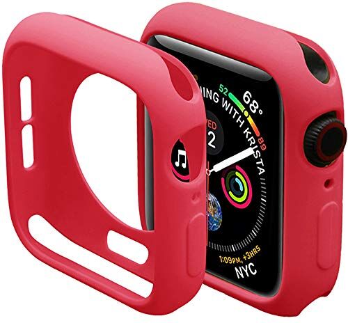 Miimall Custodia Protezione in TPU Compatibile con Apple Watch Series 3/Serie 2/Serie 1 38mm [AntiCaduta] Ultra Sottile Flessibile Gomma Paraurti Protettiva per iWatch Series 3/2/1 38mm Rosso