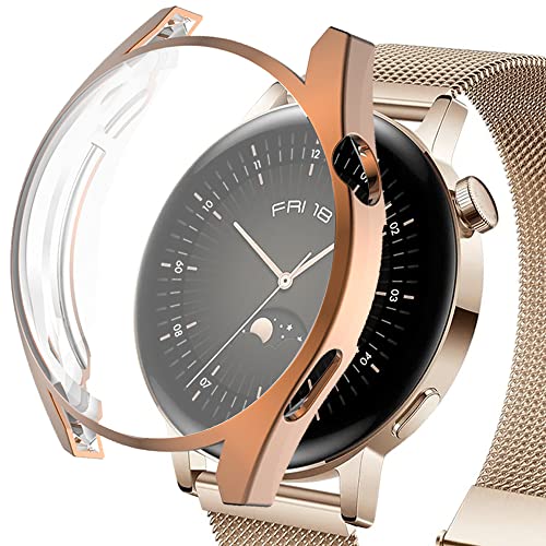 Miimall Pellicola protettiva compatibile con Huawei Watch GT 3 42 mm 46 mm custodia morbida TPU tutto intorno protezione schermo ultra sottile antigraffio custodia per Huawei Watch GT 3 42 mm – oro