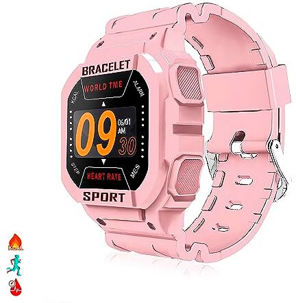 DAM Braccialetto intelligente i3 con cardiofrequenzimetro e notifiche. Monitor sportivo per ciclismo, corsa e volleyball. 4,3 x 1 x 4,5 cm. Colore: Rosa, Normal