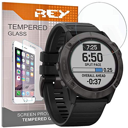 REY Pack 3X Pellicola salvaschermo per Garmin Fenix 6X PRO 51mm Garmin VENU 36mm, Vetro temperato, di qualità Premium