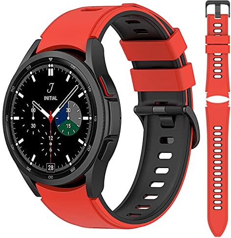 Generic Cinturino per Samsung Galaxy Watch 4 40mm/44mm, 20mm Cinturino di Ricambio in Silicone per Samsung Galaxy Watch 4 Classic 42mm/46mm (Rosso Nero)