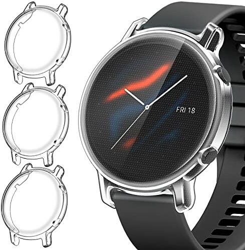 iVoler 3 Pezzi Cover e Pellicola Protettiva per Huawei Watch GT 2 42mm / Huawei Watch GT2 42mm, Copertura Completa Custodia Trasparente, Ultra Sottile Morbida TPU Anti-Graffio Protezione Schermo Case