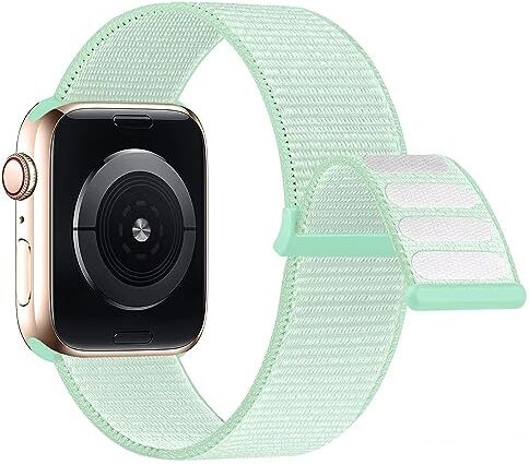 Lobnhot Nylon Cinturino Compatibile con Cinturino Apple Watch 40mm 38mm 41mm, Cinturino Sport Regolabile Compatibile per iWatch Serie 7 SE 6 5 4 3 2 1(38/40/41mm-Verde chiaro)